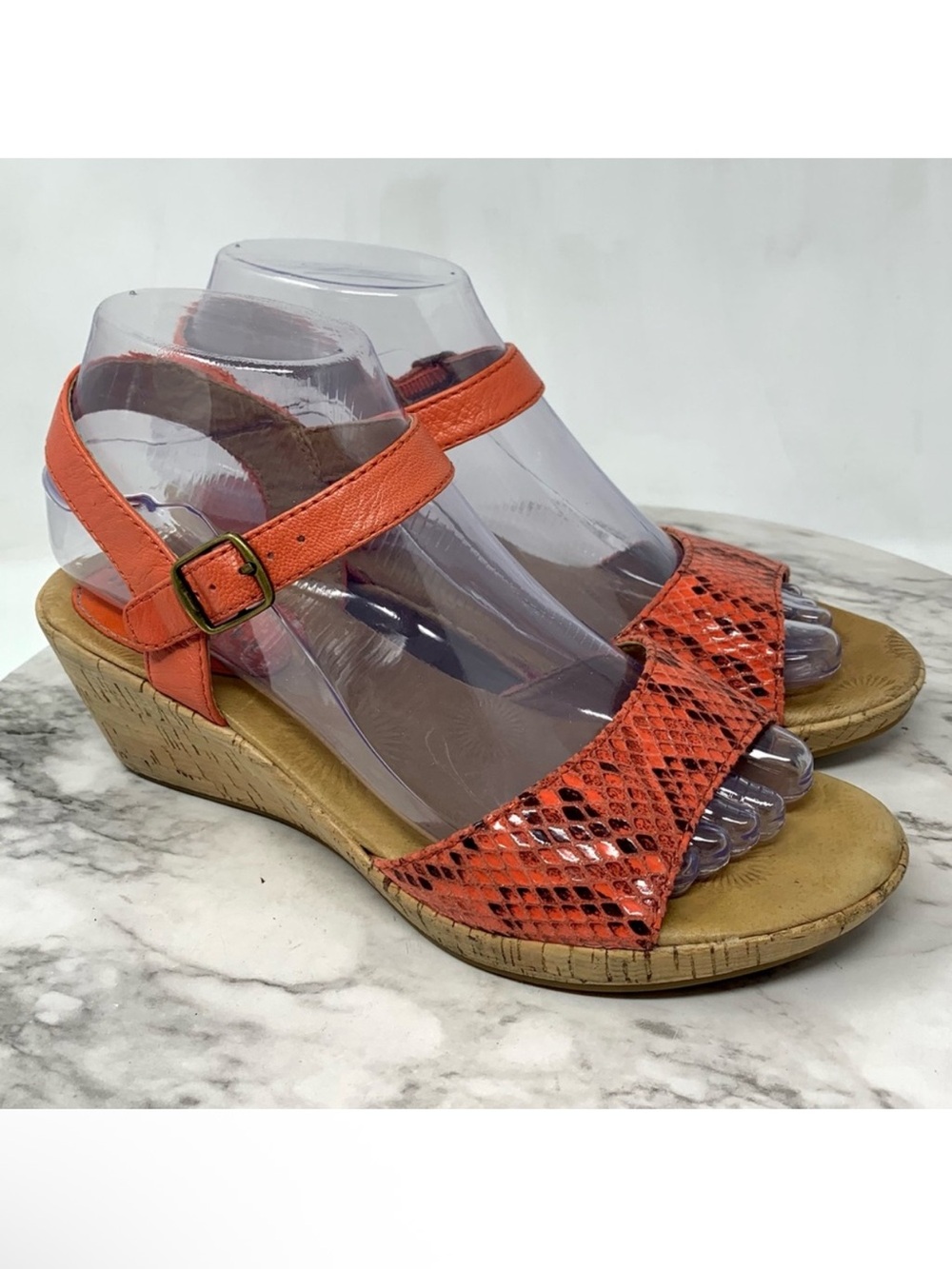 Montana Artisan Crafted Orange Leather Comfort Wedges 7 Resortwear Cruise Euro